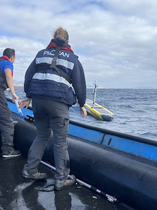 GliderPLOCAN's tweet photo. Iniciamos misión científica con #USV @AutoNautUSV de la flota #VIMAS @plocan en el marco del proyecto #EU #PureWind @jpioceans @NTNU cuya finalidad es la medida del impacto acústico en ecosistemas marinos derivado de instalaciones off-shore @agenciaiisi @CUCIC_GobCan #ICTSNews https://t.co/u8wvx3l02q
