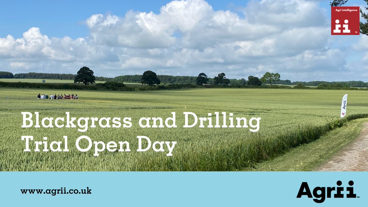 🚨EVENT: 

Bicester Blackgrass and Drill Demo Day 🚜

🌱 The trial will consist of:

4 x different drills
3 x drilling timings 
6 x cultivation techniques 
- including ploughing, low disturbance subsoiler, topdown, carrier &amp; direct drilling

BOOK HERE: agrii.co.uk/bicester/
