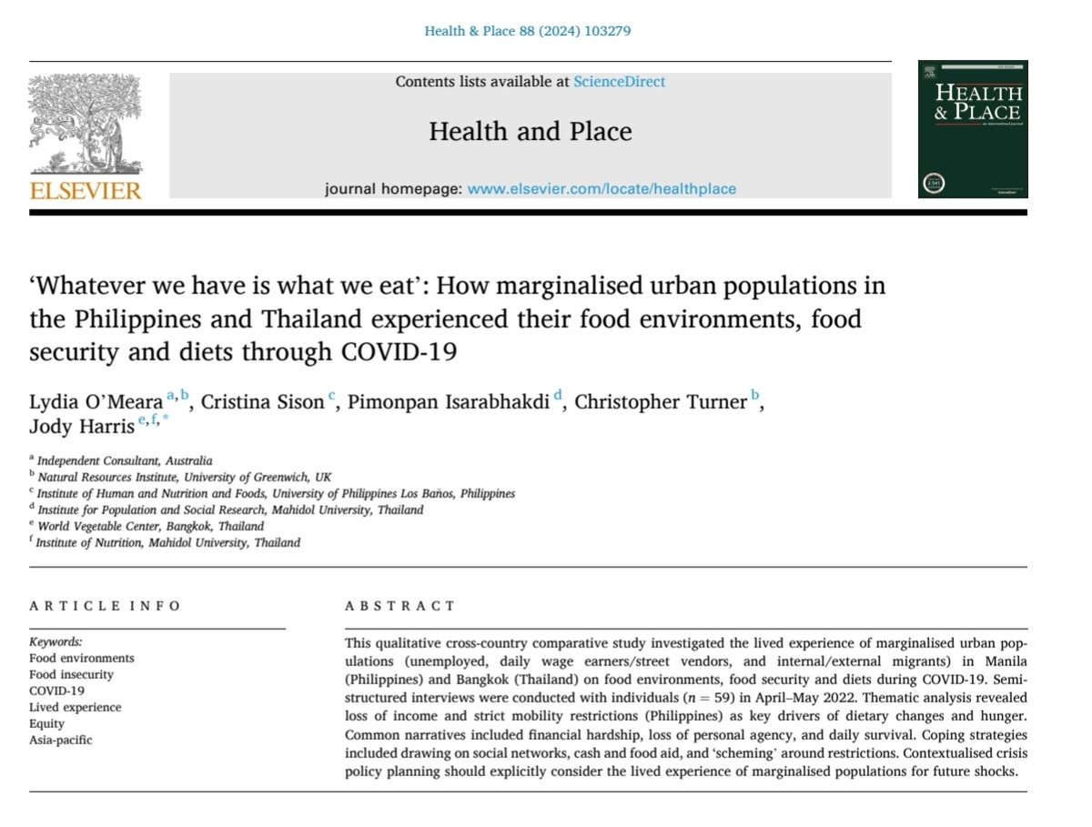 Lydia OMeara (@lydiaomeara) on Twitter photo ⚠️New paper 😷 #Covid19 #lockdowns removed ❗️ #agency of 🏙 #urban #vulnerable groups to💲 #afford & 🚷#procure 🥬food in 🌏 #Philippines & #Thailand. doi.org/10.1016/j.heal… <a href="/WorldVegCenter/">World Vegetable Center (WorldVeg)</a> <a href="/justjody23/">Jody Harris</a> <a href="/NRInstitute/">NRI</a> <a href="/NRIPSociety/">NRIPSociety</a> <a href="/ChrisTurner___/">Christopher Turner</a> <a href="/FoodEquityCtr/">Food Equity Centre</a> <a href="/hlpe_cfs/">HLPE-FSN</a> ⚠️New paper 😷 #Covid19 #lockdowns removed ❗️ #agency of 🏙 #urban #vulnerable groups to💲 #afford & 🚷#procure 🥬food in 🌏 #Philippines & #Thailand. doi.org/10.1016/j.heal… <a href="/WorldVegCenter/">World Vegetable Center (WorldVeg)</a> <a href="/justjody23/">Jody Harris</a> <a href="/NRInstitute/">NRI</a> <a href="/NRIPSociety/">NRIPSociety</a> <a href="/ChrisTurner___/">Christopher Turner</a> <a href="/FoodEquityCtr/">Food Equity Centre</a> <a href="/hlpe_cfs/">HLPE-FSN</a>