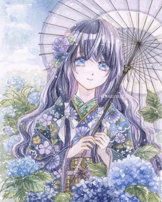 「blue eyes floral print」 illustration images(Latest)