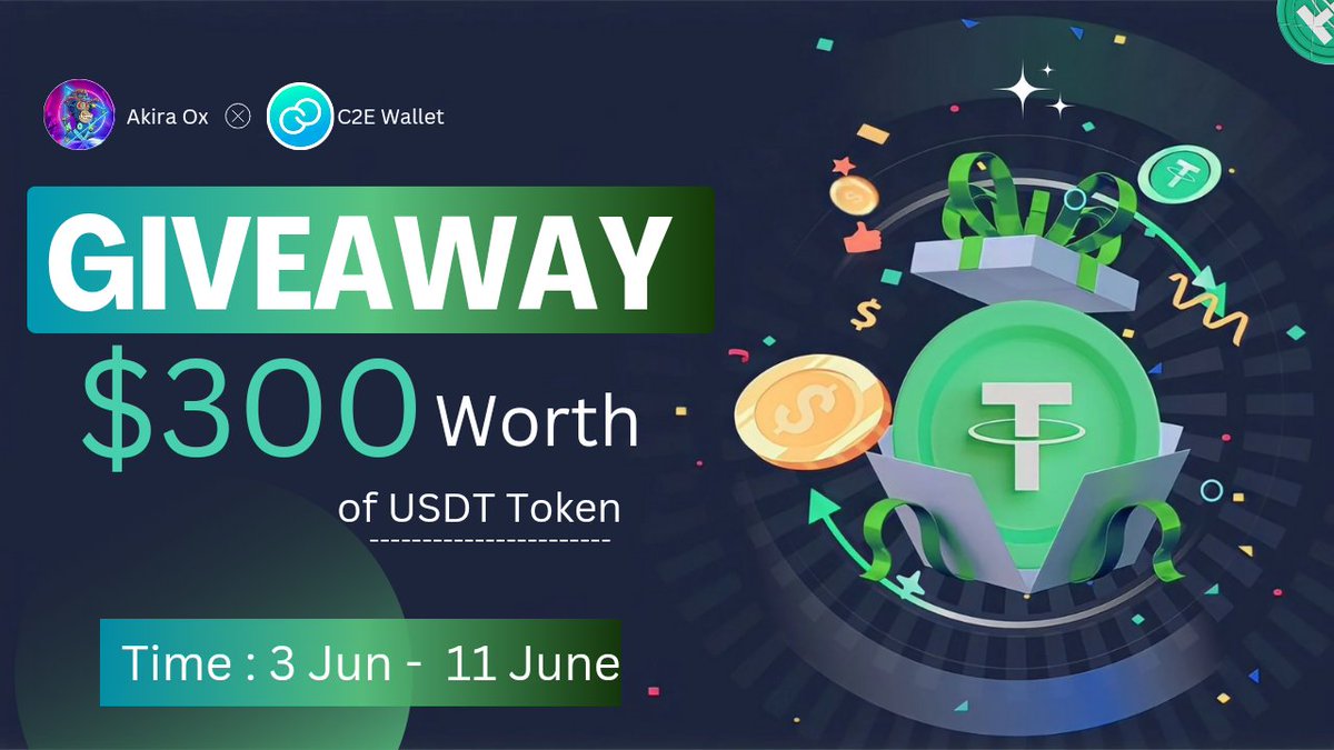 😍C2E Wallet x Akira Ox #Giveaway🥳

🏆Prize Pool ----  $300 Worth #USDT 🥳

To Enter👇
✅Follow @chainwith_c2e &amp; @Akira_Ox004
✅Like❤️,RT &amp; Tag 3 Friend
✅FINISH Gleam : wn.nr/rj8sAzt

⏰11th Jun.
#Airdrops #Giveaway #Earn #Crypto #ReferAndEarn #BSC