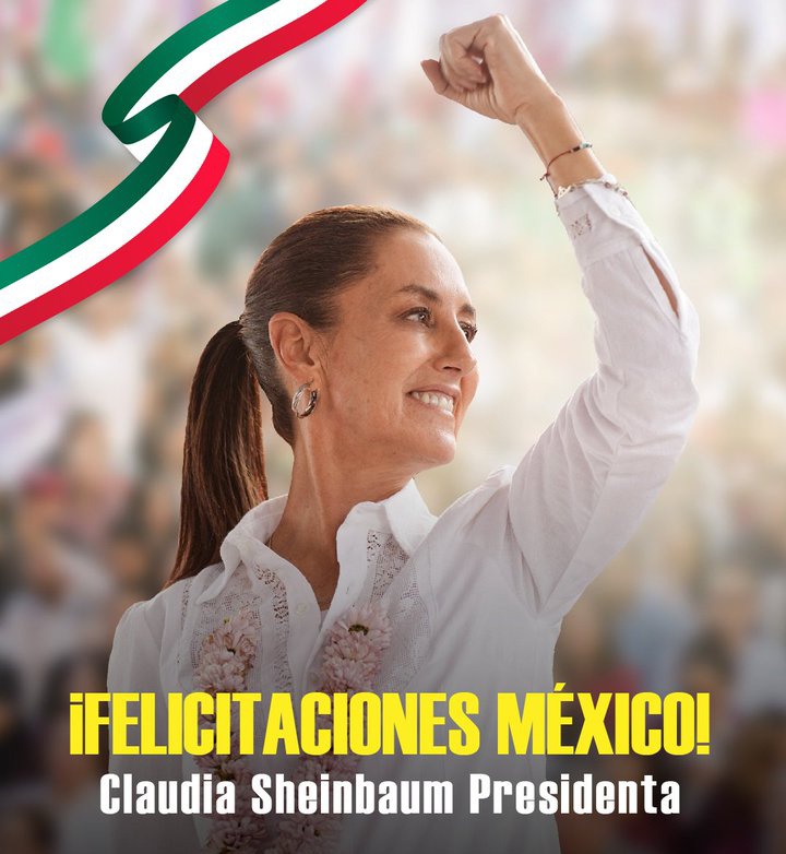 Giro5O's tweet photo. Ganó México, ganó su pueblo. Felicidades Claudia Sheinbaum. Merecido reconocimiento al presidente López Obrador.
¡Viva México!
¡Viva Latinoamérica!
@Claudiashein @lopezobrador_ https://t.co/rWN5KS0j4C