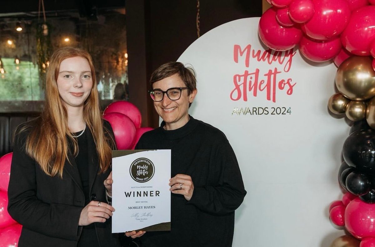 MorleyHayes's tweet photo. Our #4star hotel has been crowned the #BestHotel in #Nottinghamshire & #Derbyshire at the @muddystiletto #Awards! Thank you to everyone who voted for us. We now move on to the national finals and the overall winner will be announced on 11 July! #InLoveWithLocal #MuddyAwards2024 https://t.co/Btu2mQkVZM