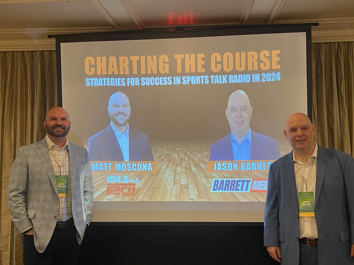 Last week @sportsradiopd was in Louisiana for @LABroadcasters Annual Convention talking about the economic state of the radio business. JB sounds off on radio's revenue opportunities in today's column. 🔗barrettsportsmedia.com/2024/06/03/wit…