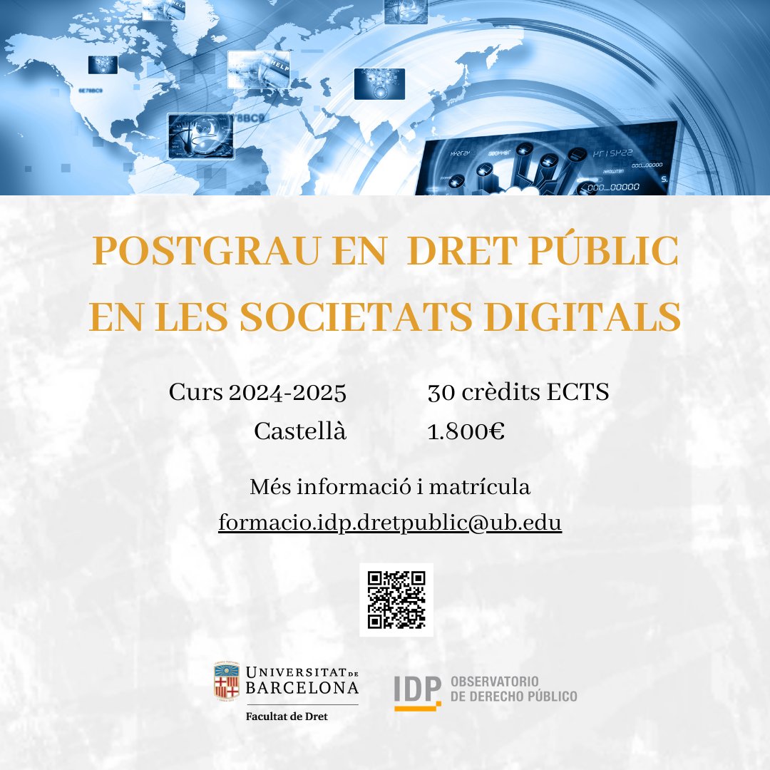 🚨Nova oferta formativa <a href="/idpbarcelona/">IDP Barcelona</a> amb <a href="/UniBarcelona/">Universitat de Barcelona</a>

📚Dos cursos d'especialització pel curs 2024-2025

1️⃣ Postgrau en Dret d'Immigració i Asil
2️⃣ Postgrau en Dret Públic en les Societats Digitals

👇Més informació
idpbarcelona.net/ca/formacio/