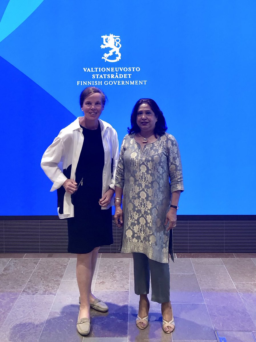 TiinaJortikka's tweet photo. Meeting at ⁦@Ulkoministerio⁩ 🇫🇮 with Pramila Patten #UN special representative for ⁦@endrapeinwar⁩ and hearing disturbing news of ever increasing conflict-related sexual violence. We must amplify actions to fight it. This horrible pattern of brutality must stop! #CRSV https://t.co/2ut1fad9zK