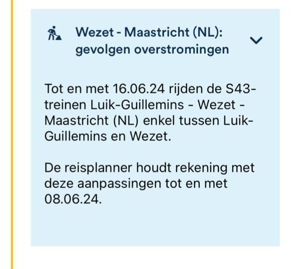Helaas, toch geen #Drielandentrein komende zondag. In de podcast zeiden we al dat wateroverlast misschien roet in het eten zou gooien. En dat is nu ook zo 😐 shows.acast.com/spoorcast/epis…