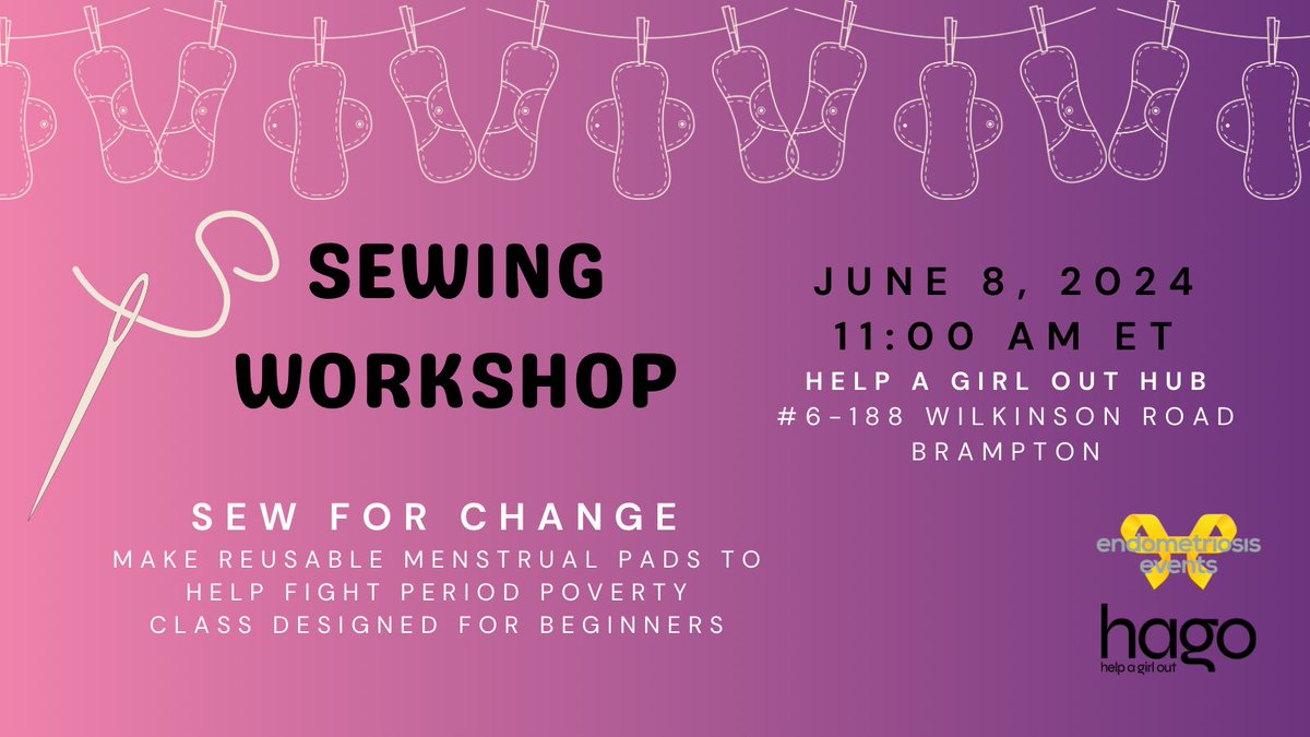 endoevents's tweet photo. Few spots remain for our #endometriosis event this Saturday, June 8. Help end #periodpoverty, as we sew reusable menstrual pads with @HelpAGirlOutNP. Ticket includes a raffle for a copy of BLOOD by @DrJenGunter. #Toronto #menstrualhealth 
🧵 🪡 
🎟️ https://t.co/HiFZRbleg9 https://t.co/GzbSfdPp9C