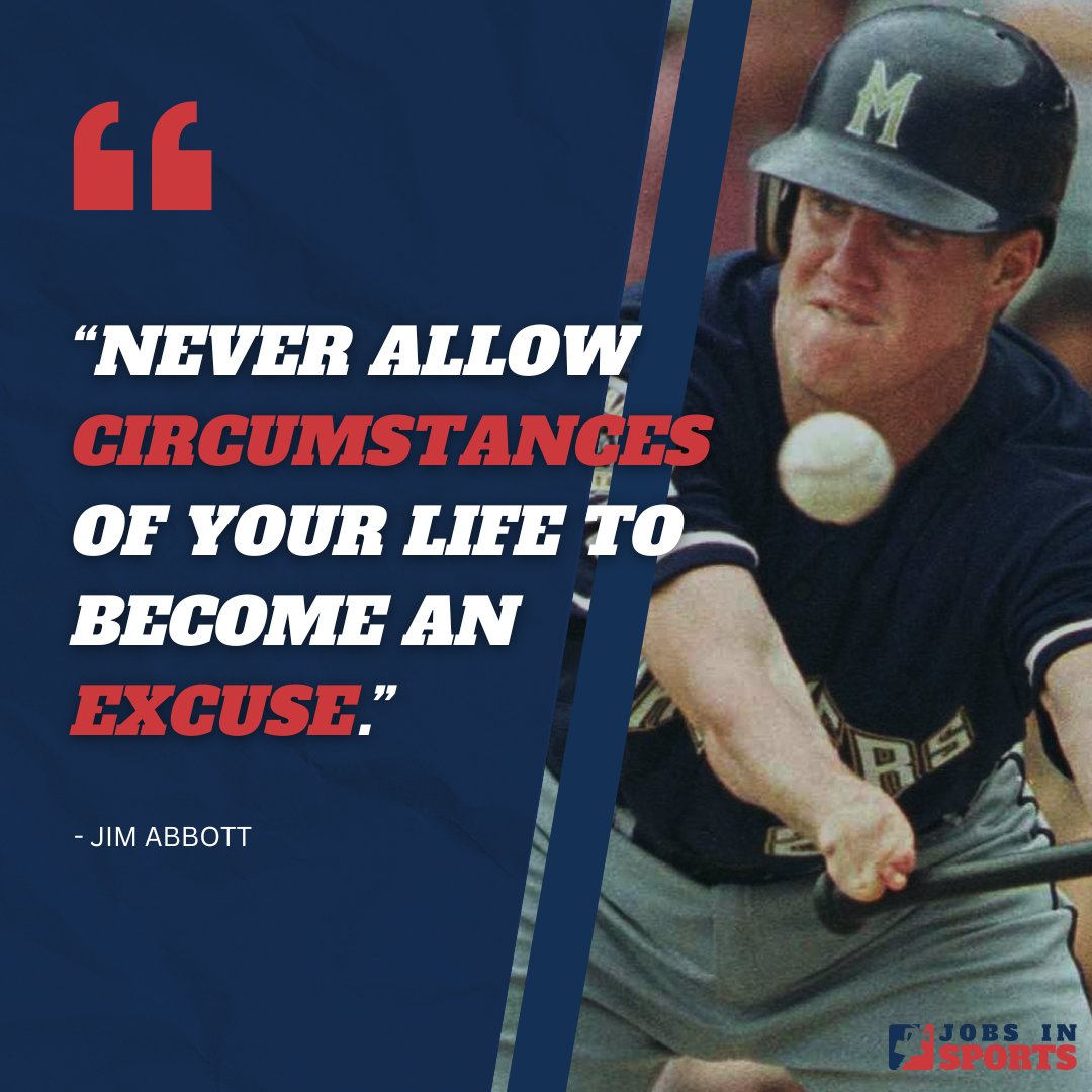 We all face hurdles in life, but it's how we respond to them that matters. Let Jim Abbott's message remind you that excuses will never lead to success. Keep pushing forward! 🌟 #MotivationalQuotes #Baseball #Inspiration #Motivation
