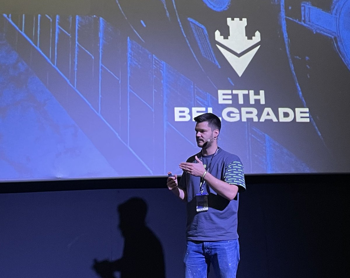 Neon_EVM's tweet photo. Did you catch Simeon Kotashki (@0xlucianx0) on stage today at @ethbelgrade?

Spreading the word on how Neon EVM supports the scaling of EVM dapps using Solana

Talking Solana at an ETH Conference? 🤫 Just a little! https://t.co/K9fnwyDfLS