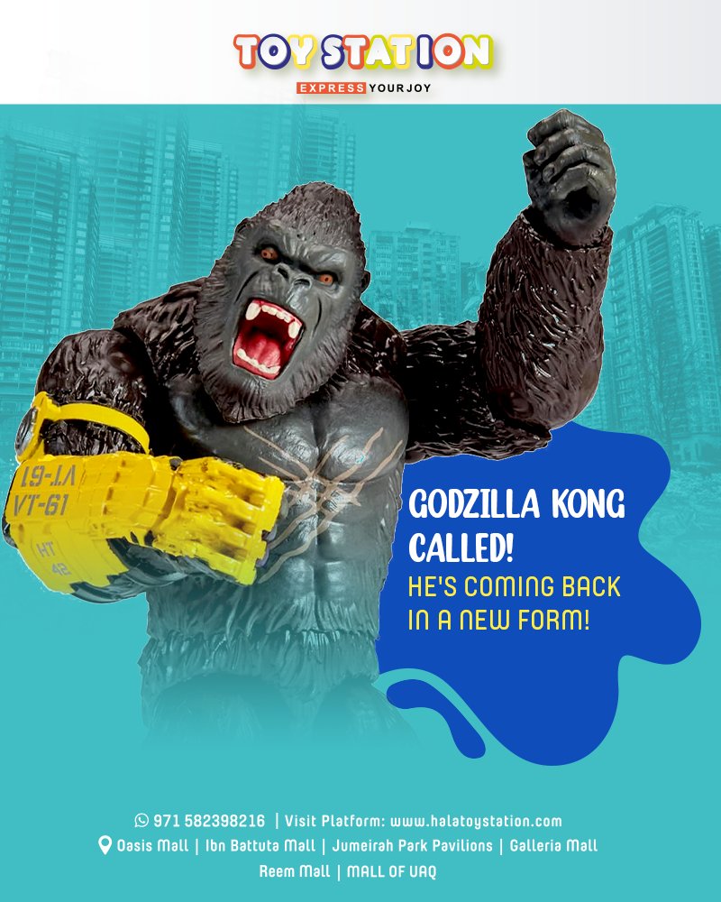 halatoystation's tweet image. Unbox the newest edition of Godzilla Kong that is now available at all the Toy Station stores. With his new beast glove, he is definitely going to be the most fun toy for keeping the little ones entertained! 🦍🌟 

#toystation #GodzillaKongUnboxed #NewestEdition  #BeastGlove