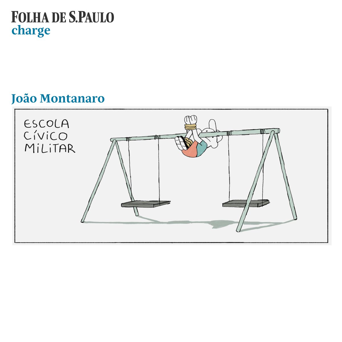 folha's tweet photo. Esta é a charge de João Montanaro publicada em todas as plataformas da Folha. Quer ver mais charges no jornal? Acesse https://t.co/N8aPNbQeCf https://t.co/8hsWB6uKYI
