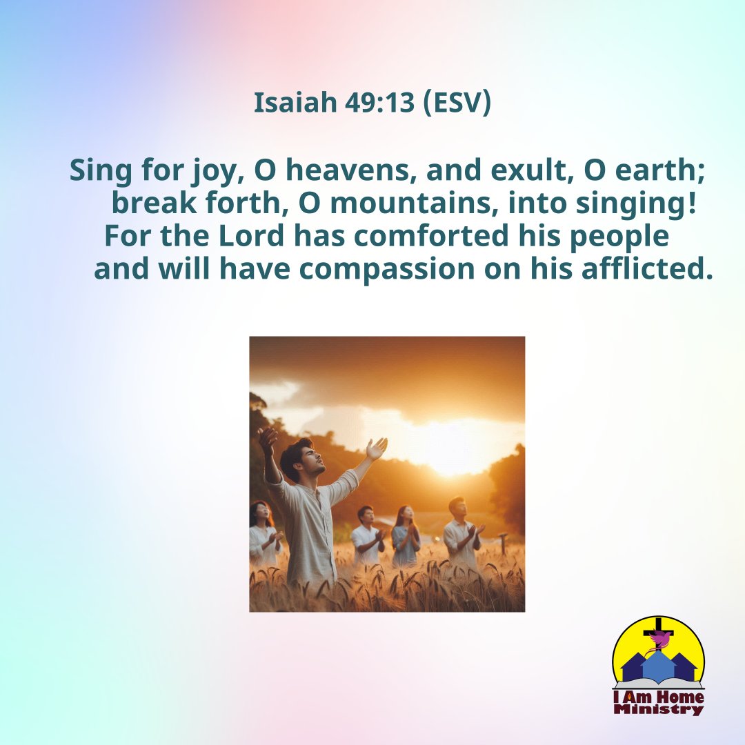 CSFMinistry's tweet photo. https://t.co/nJVEzjCLKh
Isaiah 49:13  Sing for Joy! 
Visit at: https://t.co/YBI78CcpTR
#scripture #jesus #godslove #god #holyspirit #iamhomeministry https://t.co/qxnhULPInZ