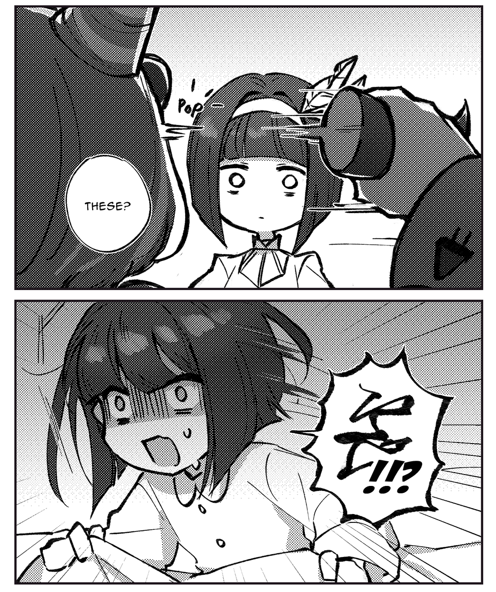 Hexarii_VT's tweet photo. Several weeks ago I had the dumbest idea for a 4koma. @kucingsableng very kindly provided. Also yes, they are horns. No, they are not detachable. 

#hexacodes https://t.co/slTA4IJccG