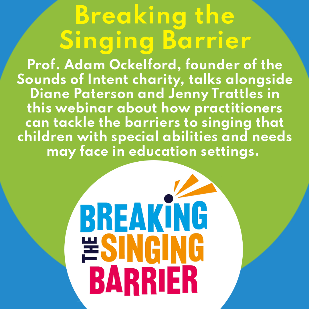 Prof. Adam Ockelford, founder of the #soundsofintent charity, talks in this webinar about how practitioners can tackle the barriers to singing that children with special abilities and needs may face in education settings. ism.org/event/send-bar… <a href="/ISM_music/">ISM</a> <a href="/ISM_trust/">ISM Trust</a> <a href="/YamsenMusic/">YAMSEN</a>