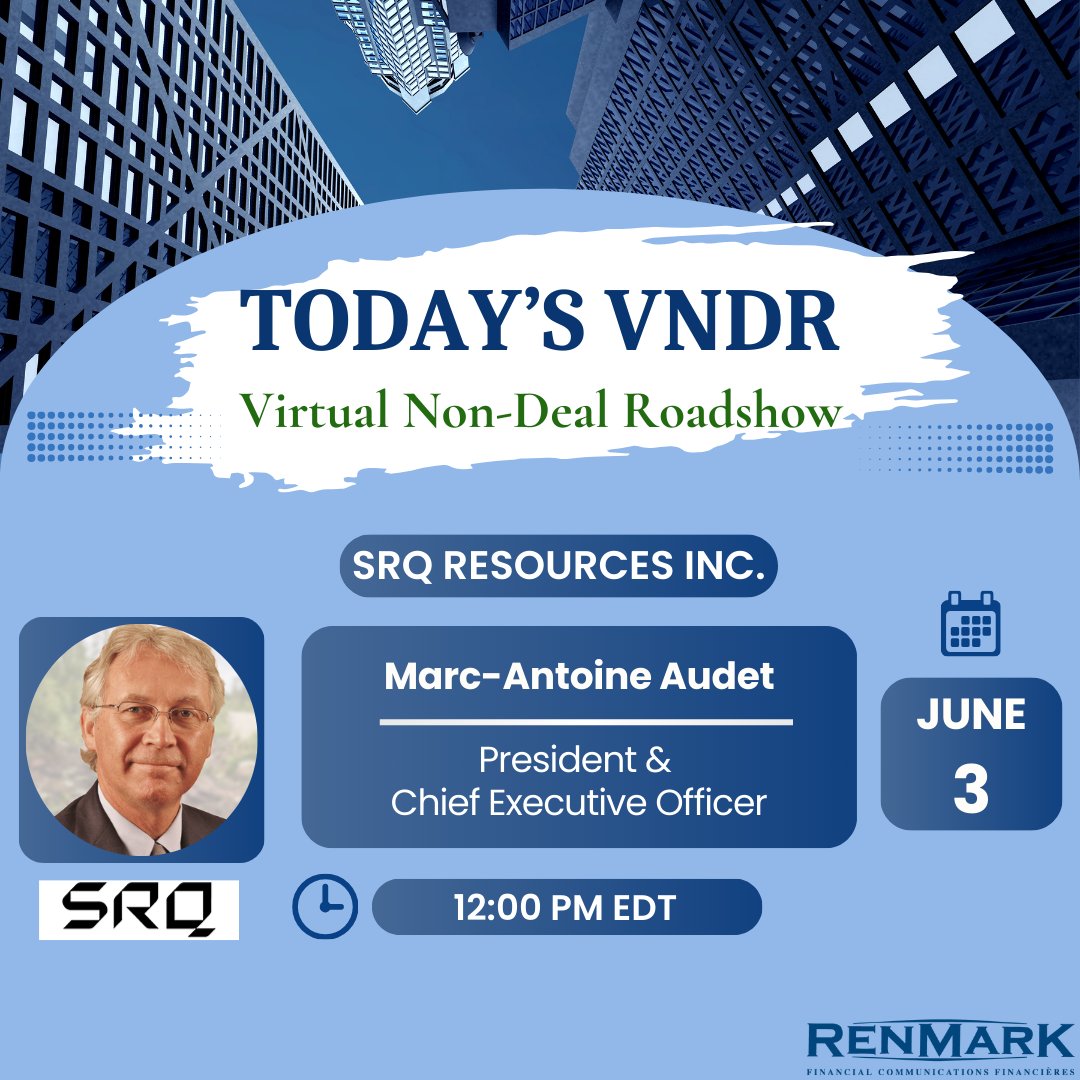 RenmarkMedia's tweet photo. Be sure to catch @SRQResources Virtual Non-Deal Roadshow! #RenmarkVNDR

Registration: https://t.co/Rh7QrYOB8g

#SRQ #base #metals #nickel #copper #platinum https://t.co/YKHS2NBFso