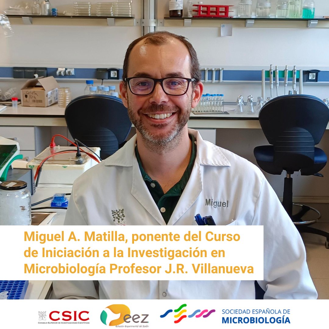 EEZCSIC's tweet photo. Nuestro compañero Miguel A. Matilla (@miguel_matilla) será uno de los ponentes del Curso de Iniciación a la Investigación en Microbiología Profesor J.R. Villanueva, que organiza anualmente la Sociedad Española de Microbiología (@SEMicrobiologia) https://t.co/H7dEUQxHlx