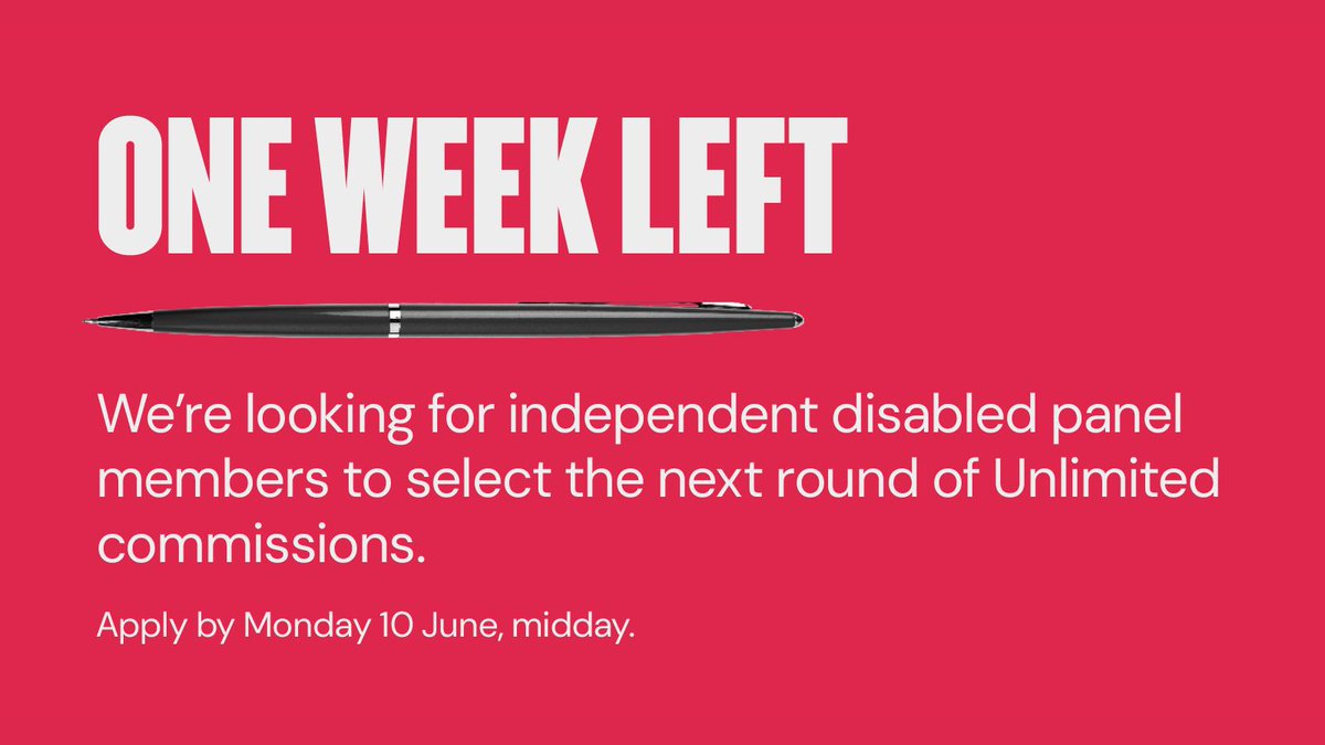 🗳️ One week left to apply to help us select our next round of commissions! We're looking for disabled people who can bring fresh perspectives, knowledge, and experience to the table. Apply by Monday 10 June, midday: bit.ly/3oMV3jz