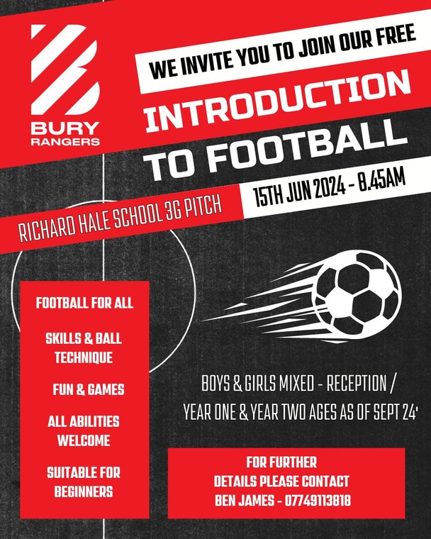 Introduction to Football - Taster Session 15th June 2024 #Pitchero
buryrangers.com/news/introduct…