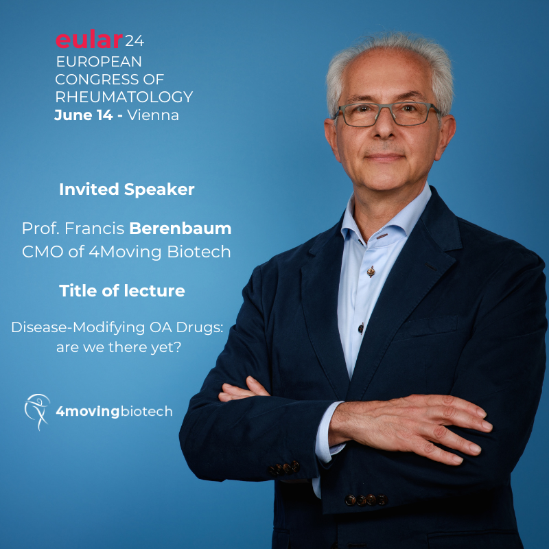 4Moving Biotech (@4moving_biotech) on Twitter photo We are thrilled to announce that Professor
<a href="/Larhumato/">francis berenbaum</a>, Chief Medical Officer of 4Moving Biotech, is invited to speak at the EULAR congress, which will take place from June 12 to 15 in Vienna.
🎙️Title of lecture: “ Disease-Modifying OA Drugs: Are We There Yet?”
#EULAR2024 We are thrilled to announce that Professor
<a href="/Larhumato/">francis berenbaum</a>, Chief Medical Officer of 4Moving Biotech, is invited to speak at the EULAR congress, which will take place from June 12 to 15 in Vienna.
🎙️Title of lecture: “ Disease-Modifying OA Drugs: Are We There Yet?”
#EULAR2024