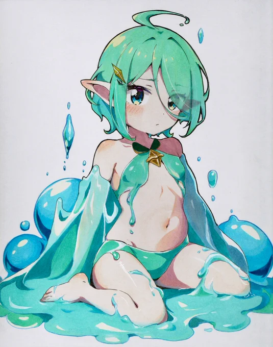 オリキャラ/ ぶるーすらいむちゃん #イラスト #アナログイラスト #コピック