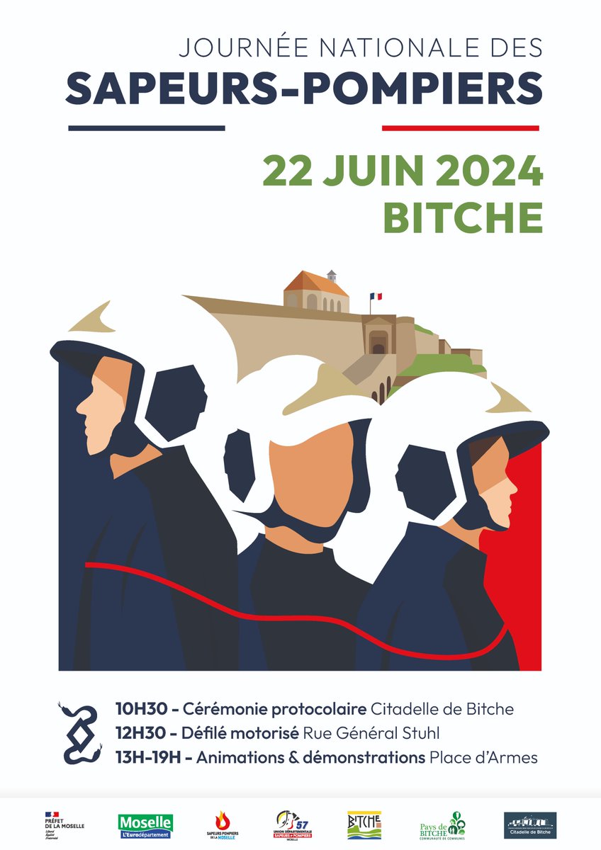🚒🇫🇷 #SaveTheDate | L'édition 2024 de la journée nationale des sapeurs-pompiers aura lieu à Bitche le 22 juin prochain. Venez nombreuses et nombreux 😃 #JNSP2024