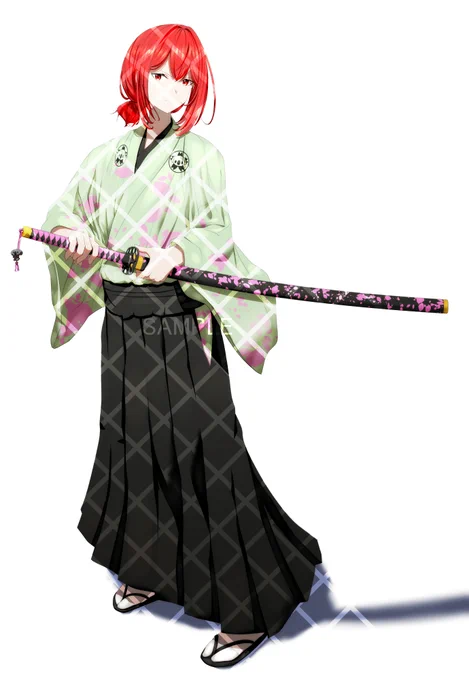 誕生日イラストを描かせていただきました! 武士の服装や刀を描くのは初めてだったのでとても新鮮でした! 夜桜 詩輝
