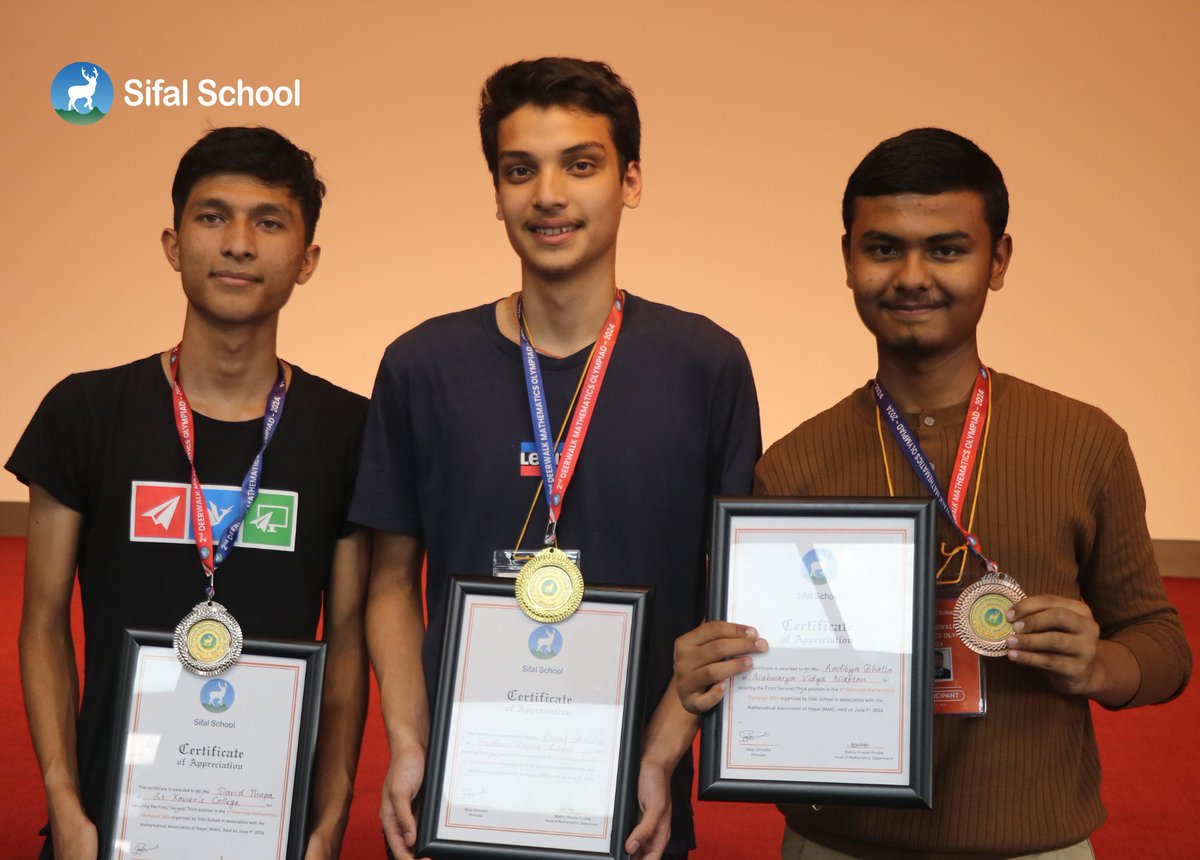 DWSifalSchool's tweet image. 𝗗𝗶𝘀𝘁𝗿𝗶𝗰𝘁 𝗟𝗲𝘃𝗲𝗹 𝗗𝗲𝗲𝗿𝘄𝗮𝗹𝗸 𝗠𝗮𝘁𝗵𝗲𝗺𝗮𝘁𝗶𝗰𝘀 𝗢𝗹𝘆𝗺𝗽𝗶𝗮𝗱
We are thrilled to share the successful completion of the District Level Mathematics Olympiad held on June 1, 2024, at the Deerwalk Complex, Sifal.
#SifalSchool #MathOlympiad #DistrictLevel