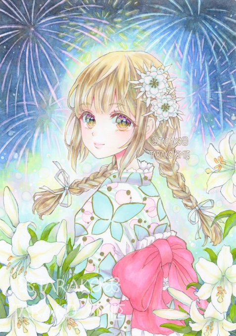 「floral print hair flower」 illustration images(Latest)