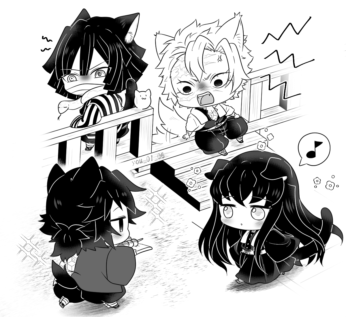 🌊「…疲lれlたl時lには甘lいl物lがいいぞ」
🍃、🌊、🐍、🌫🐈化 