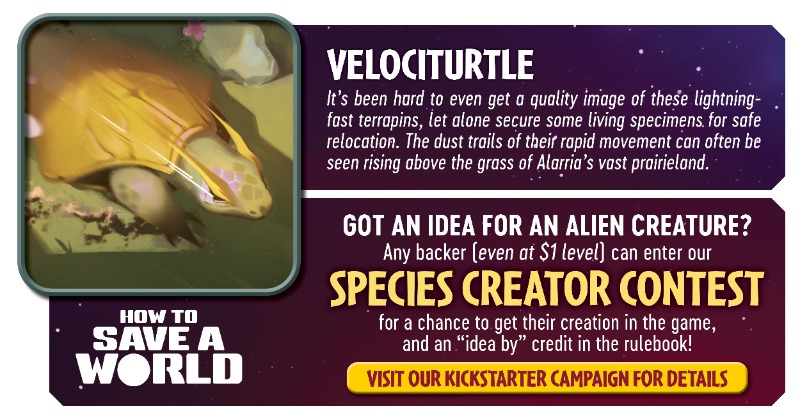 Josh_Cappel's tweet photo. In How to Save a World, one plan to defeat the asteroid is an evacuation of Alarria's wildlife... now YOU can get involved in creating some of the species! Check out the campaign here: https://t.co/wHXqdjp1hJ