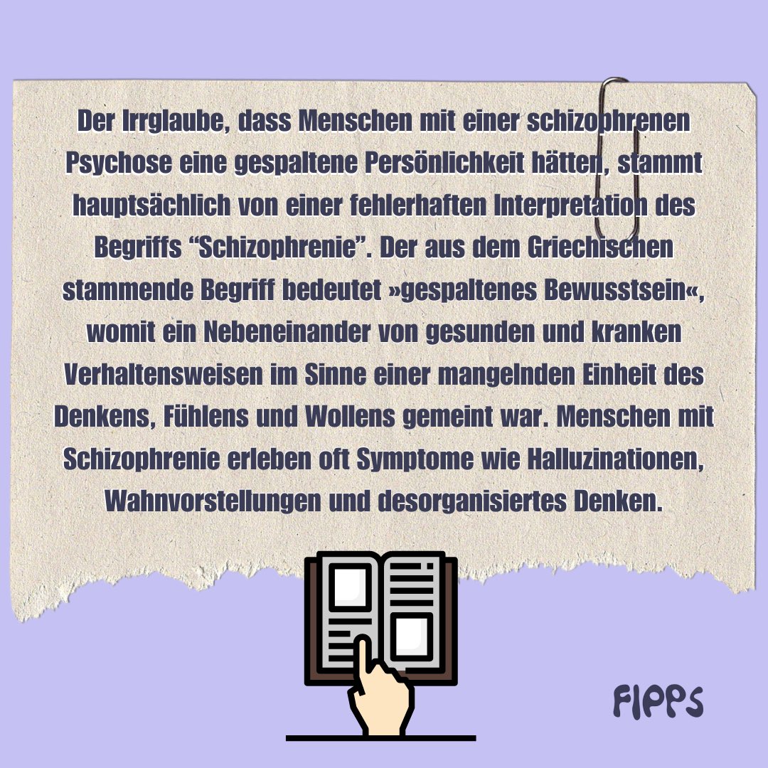 FippsFrankfurt's tweet photo. FIPPS ist eine Aufklärung über #Schizophrenie-Mythen wichtig, um Stigmatisierung zu bekämpfen und Verständnis zu fördern. 🩶 Aus diesem Grund starten wir ab heute unsere neue Reihe #MythenMontag, in der wir jeden Montag ein weiteres Vorurteil widerlegen. #MentalHealthAwareness https://t.co/45Fm1WhNOj
