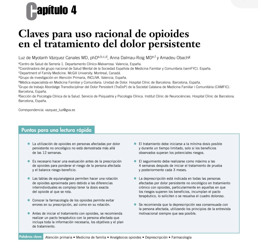 aperebrat's tweet photo. ▶️ Compartimos el monográfico de uso racional de opioides 💊 en dolor crónico publicado en FMC con participación de @tradopcamfic , @atdomcamfic y @Sefap_FAP. 
Enlace abierto hasta el 21 de julio, aprovéchalo! (este creo que sí funciona 😊)
https://t.co/ZMZZbKm0LS https://t.co/kDT5pv8e50