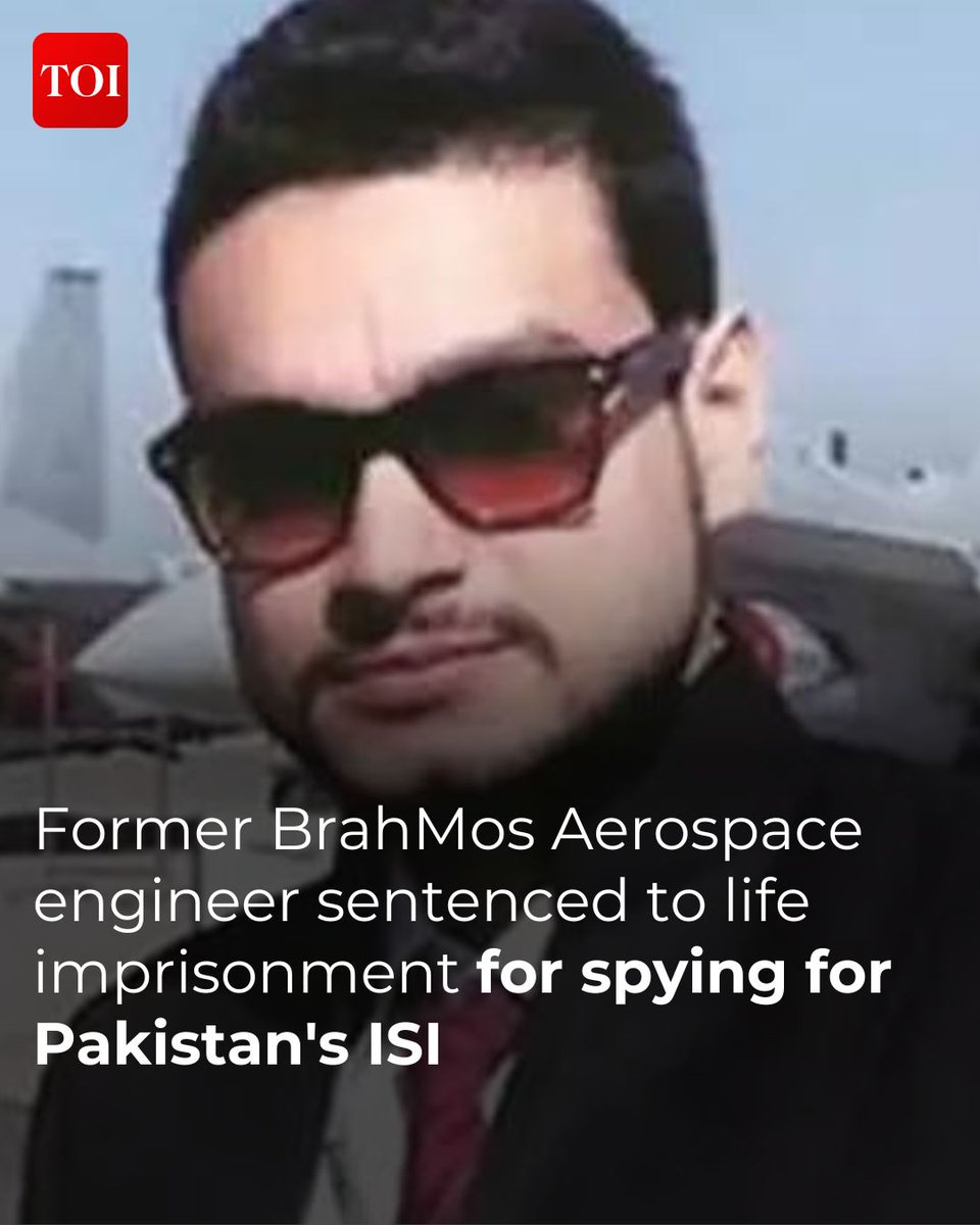 A former engineer from BrahMos Aerospace Pvt Ltd, Nishant Agarwal, was sentenced to life imprisonment by the Nagpur district court on Monday.

Read more 🔗 toi.in/brahmoseng