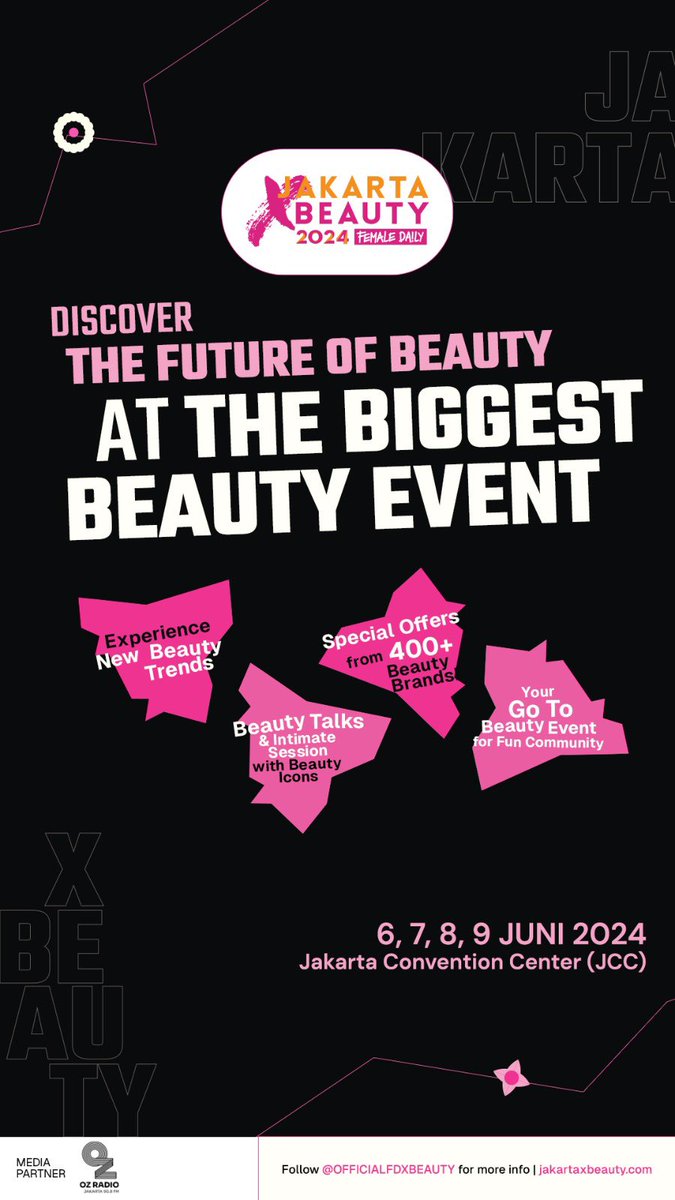 THE BIGGEST BEAUTY EVENT IN THE WORLD, #JAKARTAXBEAUTY2024 IS BACK!

Belanjain wishlist kamu dengan 400+ Beauty Brands, promo melimpah, &amp; nikmatin beauty experience super seru 💝

Follow Instagram @officialfdxbeauty untuk info lengkapnya &amp; beli tiketnya di Female Daily Studio!