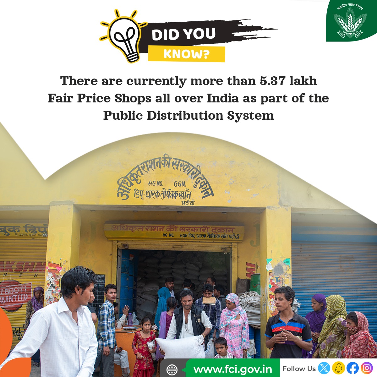 Currently, more than 5.37 lakh Fair Price Shops are operating across India, ensuring seamless distribution of food grains procured by FCI and other state agencies to the beneficiaries. #NationalFoodSecurity