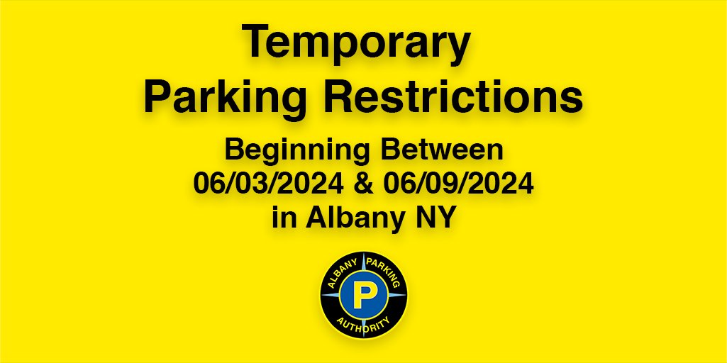 Please Be Aware: Parking Restrictions beginning in the City of Albany, NY between 06/03/2024 - 06/09/2024: parkalbany.com/announcement/e…

#WheretoPark #DowntownAlbany #AlbanyNY