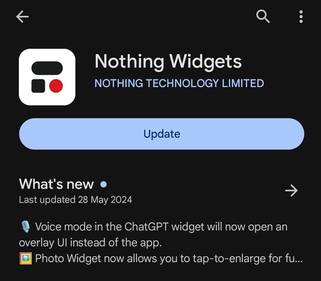 Nothing Widgets app gets a new update 📱 Update size : 3.77 MB Version ...