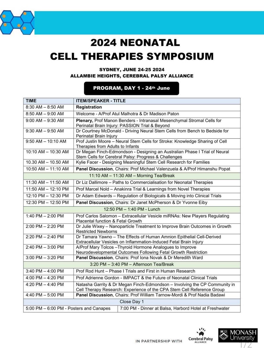Atul_Monash's tweet image. The final program of the 2024 @Neo_CellTherapy Symposium #NCT2024 is out. See below 👇🏽

Thank you to all the stellar speakers and chairpersons.

Abstract deadline 10th June.

More info and registration: nct2024.eventbrite.com