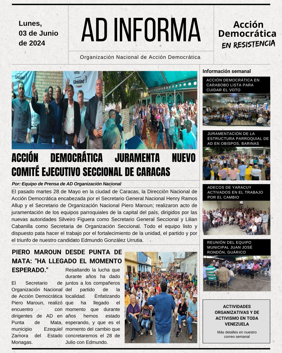 ADOrganizacion_'s tweet photo. Portada informativa semanal, lunes 03 de Junio. AD INFORMA https://t.co/AXg0OraXuj