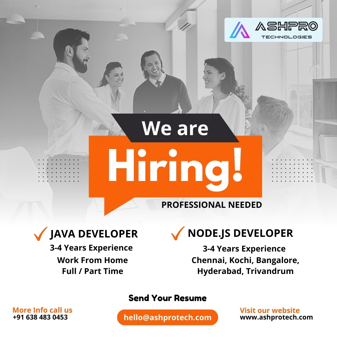 ashprotech_'s tweet photo. 🚀 We're Hiring!🚀Are you a talented Java Developer or Node.js Developer with 3-4 years of experience? Join our dynamic team and take your career to the next level! Apply now and be part of our exciting journey. 🌟
#Hiring #JavaDeveloper #NodeJSDeveloper #AshProTech https://t.co/FNbxYPWWPV