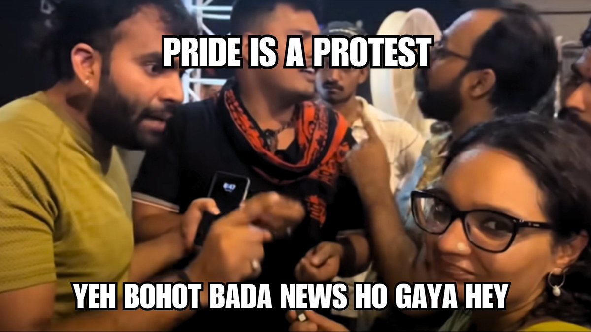 MonkeyRayyan's tweet photo. Meme alert: Yeh bohot bada new ho gaya hey

@MnshaP of @newslaundry looks absolutely hilarious and ever so slightly bemused by the situation she finds herself in. It makes much sense that would happen right then and there. https://t.co/zLo45ej8Uk