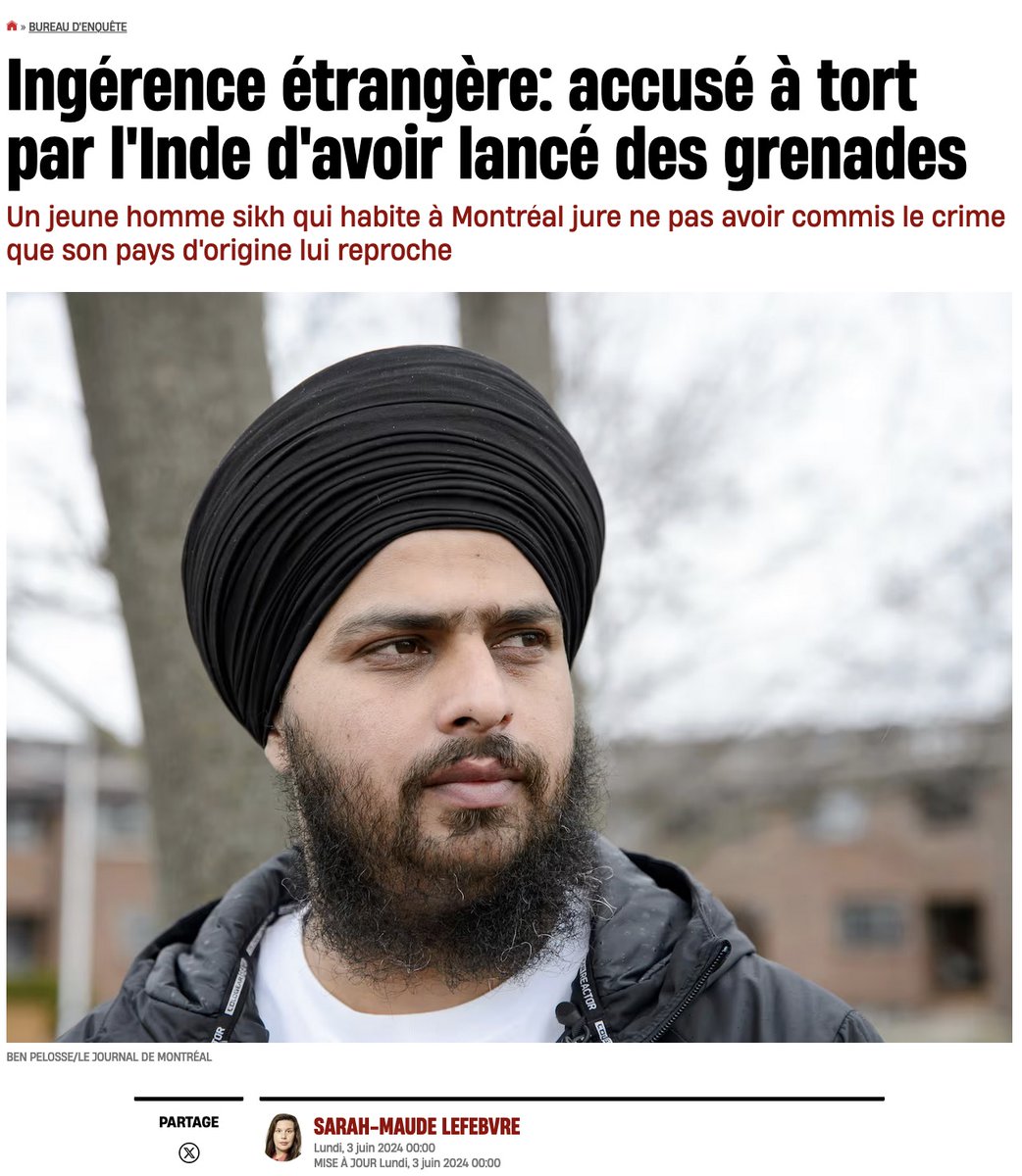 LevesqueYves's tweet photo. L'histoire d'Amarjot, un ressortissant Sikh accusé à tort par le gouvernement Indien d'avoir lancé des grenades... à Ottawa. Fier également d'avoir fait partie de cette recherche.
https://t.co/fGwZMZ29jl? https://t.co/Z15YLvL2s0