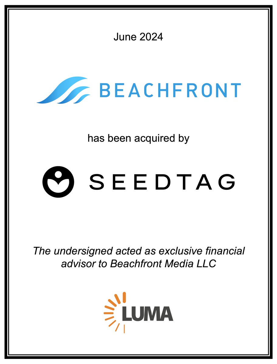 AdTech M&amp;A is back!  Congratulations @beachfrontmedia and <a href="/seedtag/">Seedtag</a>. The combination continues a trend of consolidation in the CTV ecosystem and highlights the growing importance and opportunity of contextual in CTV. 
nexttv.com/news/seedtag-b…