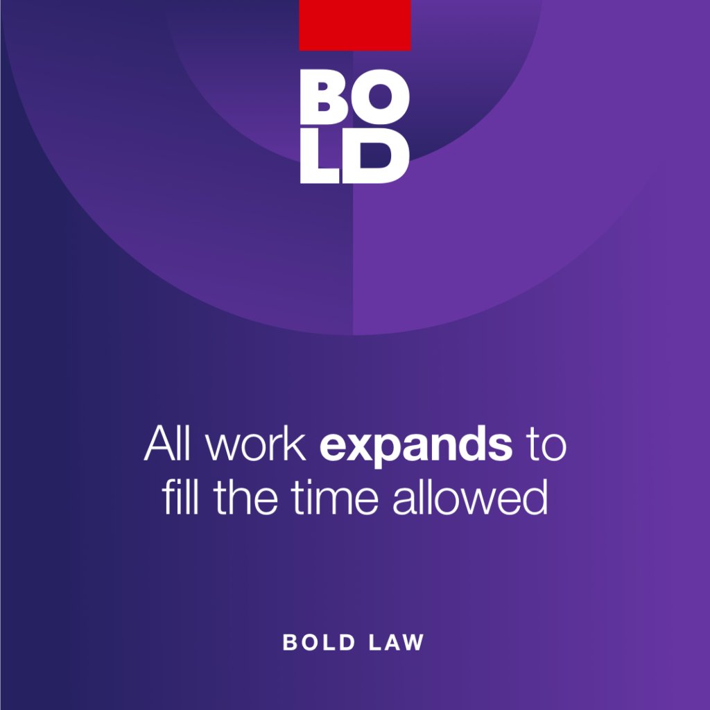 KW BOLD LAWS has been a source of motivation and guidance in my real estate journey.

This is my highlighted BOLD Law for this week.

This reminder underscores the need for strict deadlines and efficient time use to avoid unnecessarily lengthy tasks and maintain productivity.