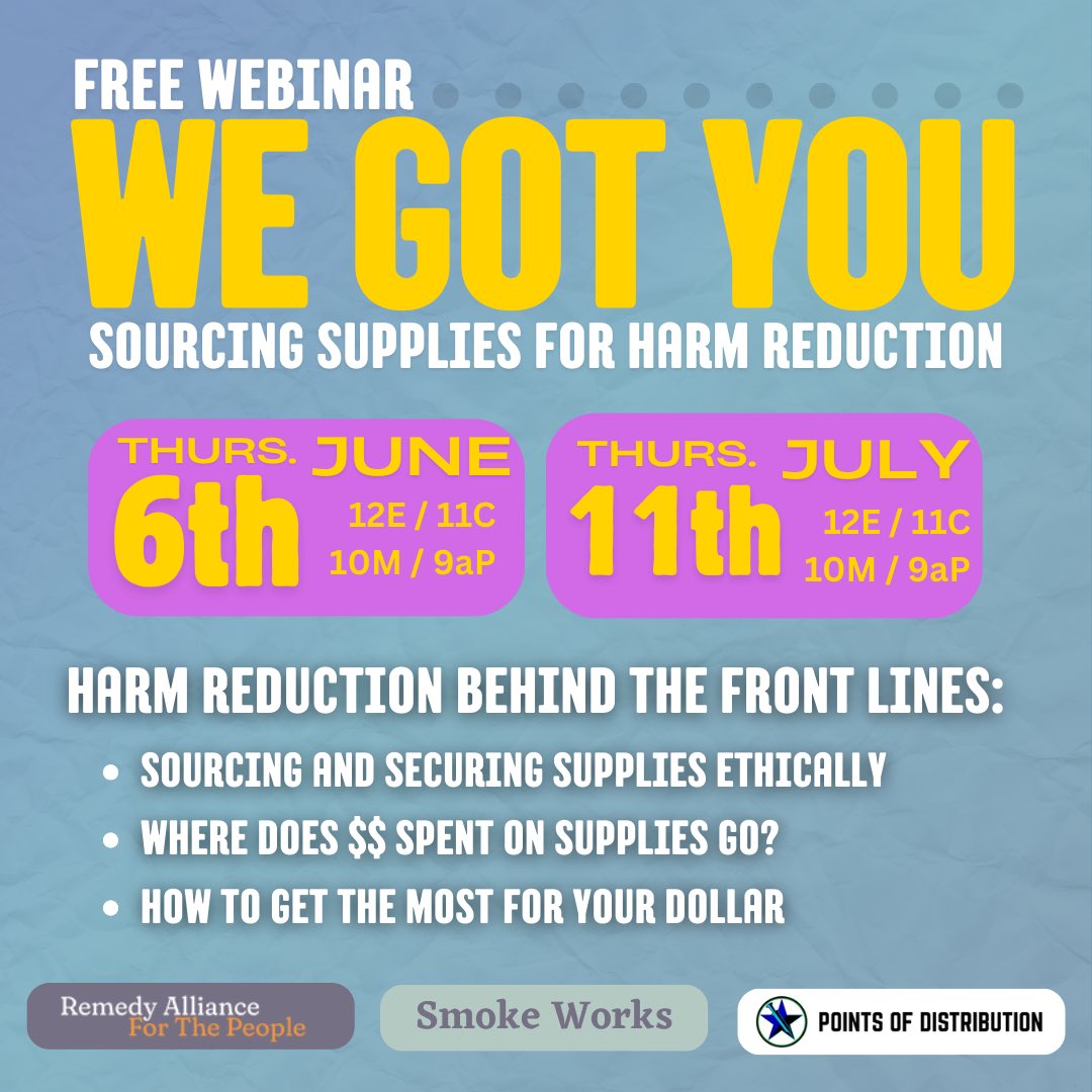 SmokeWorksBos's tweet photo. https://t.co/XY8x6QM2Zd
What if #HarmReduction weren’t just a frontline concept? Can the system of sourcing supplies be designed to help the helpers? Join us to find out: There IS a system behind the scenes working to lower the cost of harm reduction supplies. https://t.co/bY8BDn4pQO