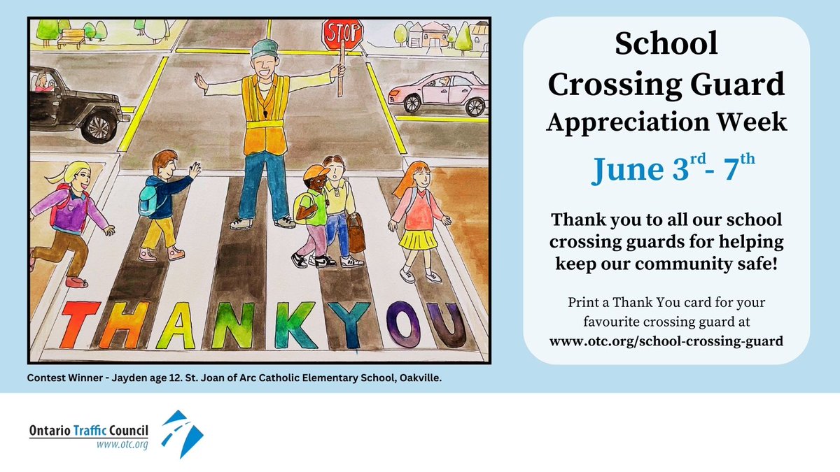 Crossing guards keep our children safe, rain or shine. Let's show them some love this week! #ONcrossingguards
