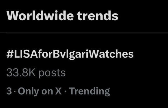 #Lisa trends in Top 3 on X Worldwide, looking beyond beautiful in her exclusive 2nd limited edition watch campaign for Bvlgari!👏📸⌚️💥🔝3⃣✖️🌎✨💫🌟🔥👑❤️‍🔥 BB X LISA #LISAforBvlgariWatches #LLOUD @wearelloud