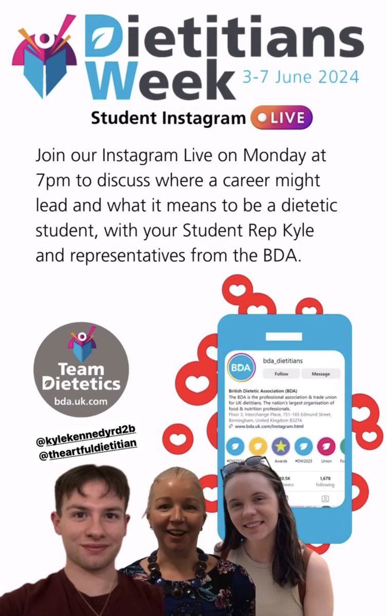 Nutrition and Dietetics at Cardiff Met (@dietetics_met) on Twitter photo Lots of great talks on these evening, starting at 6pm on zoom with <a href="/SHUDietetics_/">Sheffield Hallam Dietetics</a>, then head over to Instagram at 7pm to hear about being a student dietitian from <a href="/BDA_Dietitians/">British Dietetic Association</a> student rep @KyleKennedyRD2B.
#RD2B Lots of great talks on these evening, starting at 6pm on zoom with <a href="/SHUDietetics_/">Sheffield Hallam Dietetics</a>, then head over to Instagram at 7pm to hear about being a student dietitian from <a href="/BDA_Dietitians/">British Dietetic Association</a> student rep @KyleKennedyRD2B.
#RD2B