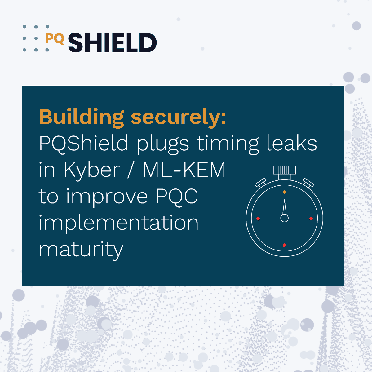 PqShield's tweet photo. PQShield plugs timing leaks in several ML-KEM implementations - read about the issue, the impact and the solution here: https://t.co/1TwWnjZRo7
#Kyber #sidechannel #postquantum #NIST #PQC
@PurnalToon https://t.co/ElQbzA4T5u